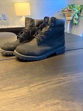 Timberland Kids Black Nubuck Lace-Up Boots